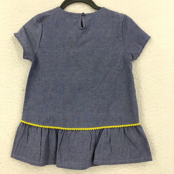J. Khaki Girls Toddler M Blue Yellow Peplum Dress Short Sleeve Crew Neck Keyhole - Picture 5 of 5